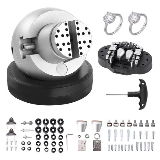 5-inch Ball Vise Jewelry Engraving Tool with full accessories kit
Precision ball vise clamp for jewelry making and stone setting
Engraving tool with interchangeable jaws and 360-degree rotation
Jeweler working with a professional engraving vise clamp
Stainless steel workholding clamp for jewelry and watch repair