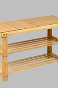 "2-tier natural bamboo shoe rack shelf for entryway, compact freestanding organizer – Model BSR0312"
