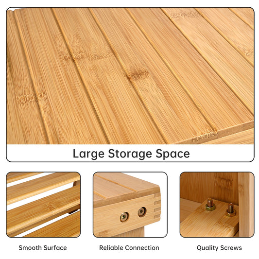 "2-tier natural bamboo shoe rack shelf for entryway, compact freestanding organizer – Model BSR0312"