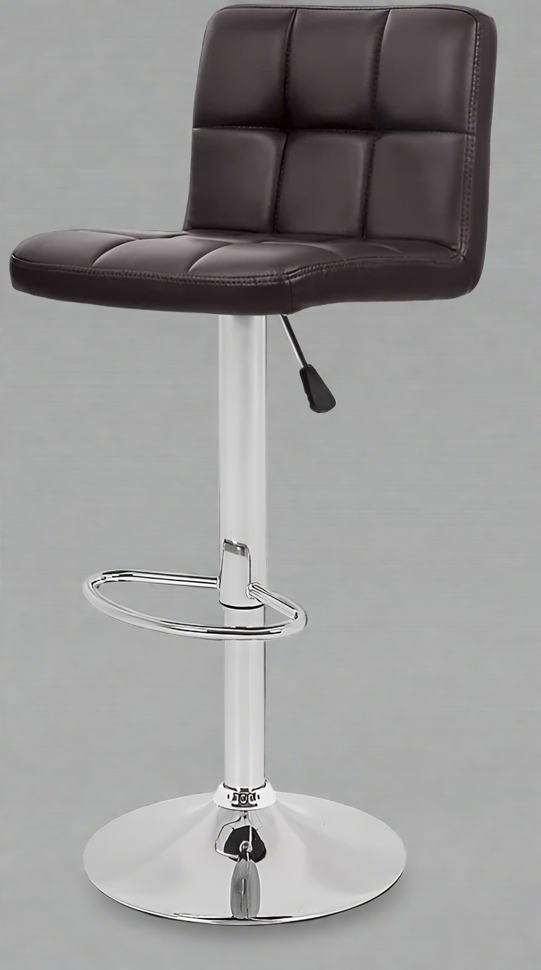 Adjustable Leather Swivel Bar Stool – Black Padded Seat Front View

Modern Bar Chair with Chrome Base – Side Profile

Leather Padded Counter Stool with Footrest – 360 Swivel View

2-Pack Adjustable Bar Stools – Kitchen Counter Seating