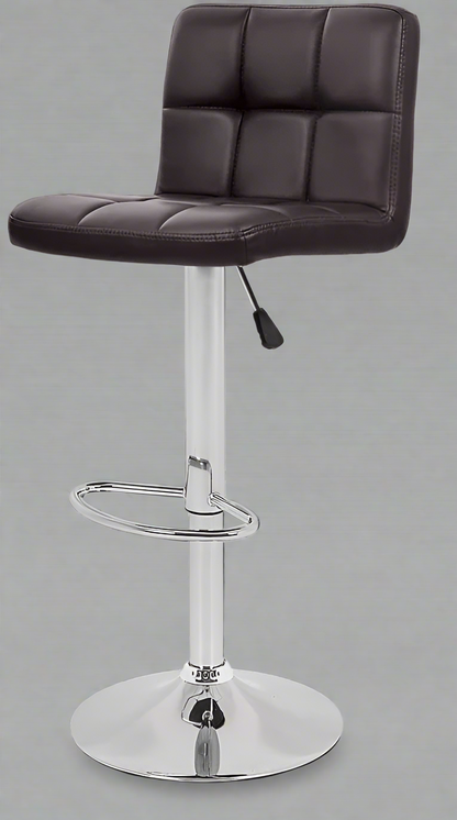 Adjustable Leather Swivel Bar Stool – Black Padded Seat Front View

Modern Bar Chair with Chrome Base – Side Profile

Leather Padded Counter Stool with Footrest – 360 Swivel View

2-Pack Adjustable Bar Stools – Kitchen Counter Seating