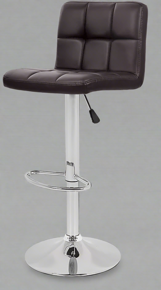 Adjustable Leather Swivel Bar Stool – Black Padded Seat Front View

Modern Bar Chair with Chrome Base – Side Profile

Leather Padded Counter Stool with Footrest – 360 Swivel View

2-Pack Adjustable Bar Stools – Kitchen Counter Seating