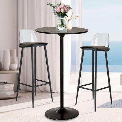 Modern 23.6" black round bar table in kitchen setting

Bistro-style high-top table with metal base

Close-up of durable tabletop and base

39-inch tall round table in a café setting

Side profile of minimalist modern bar table