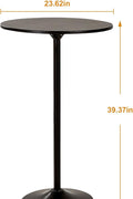 Modern 23.6" black round bar table in kitchen setting

Bistro-style high-top table with metal base

Close-up of durable tabletop and base

39-inch tall round table in a café setting

Side profile of minimalist modern bar table