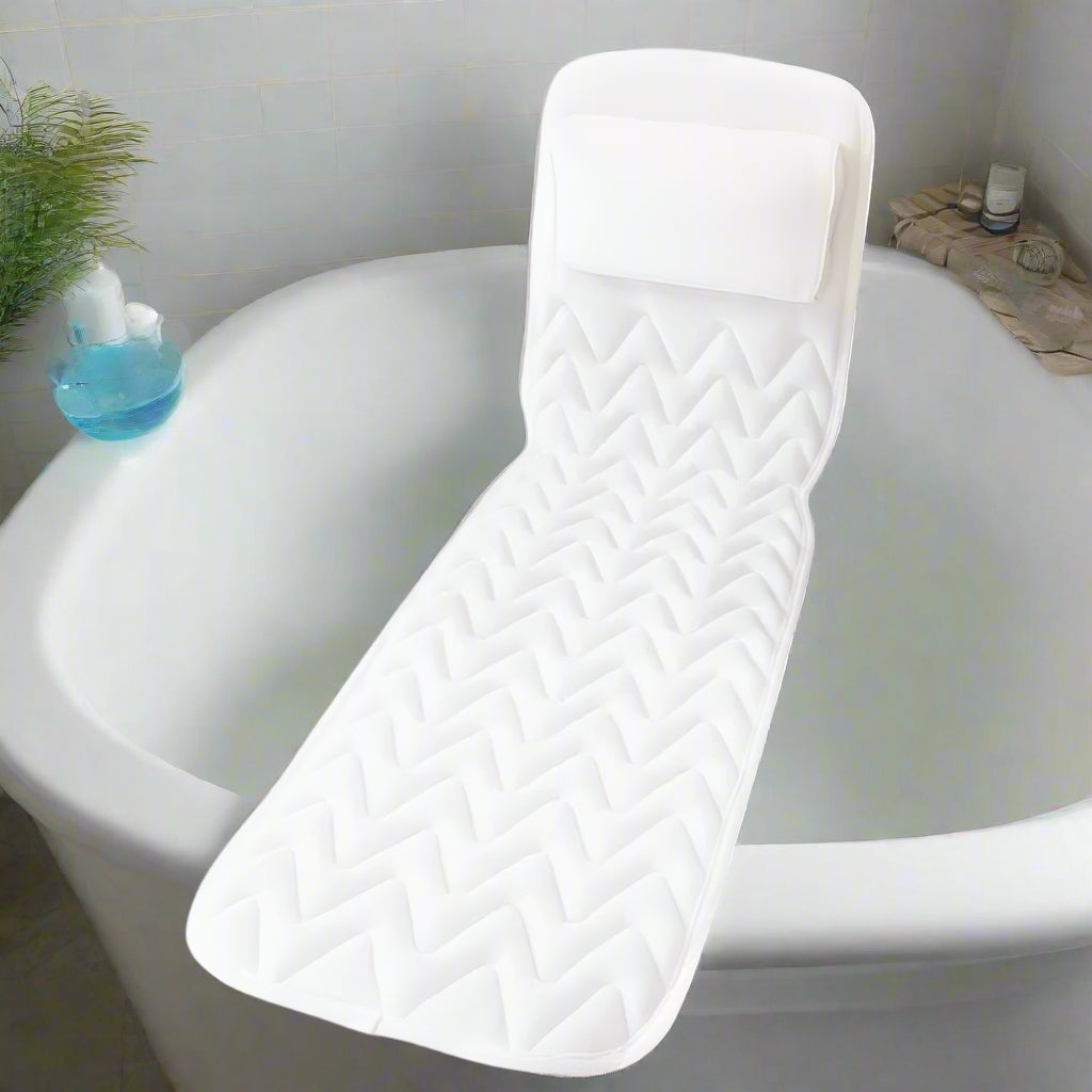 Full-body waterproof bath pillow with headrest
3D mesh ergonomic bath mattress with suction cups
Spa tub cushion for back, hips, and neck support
Comfortable bathtub pillow mat for home spa relaxation
Quick-dry bath pillow with full body support