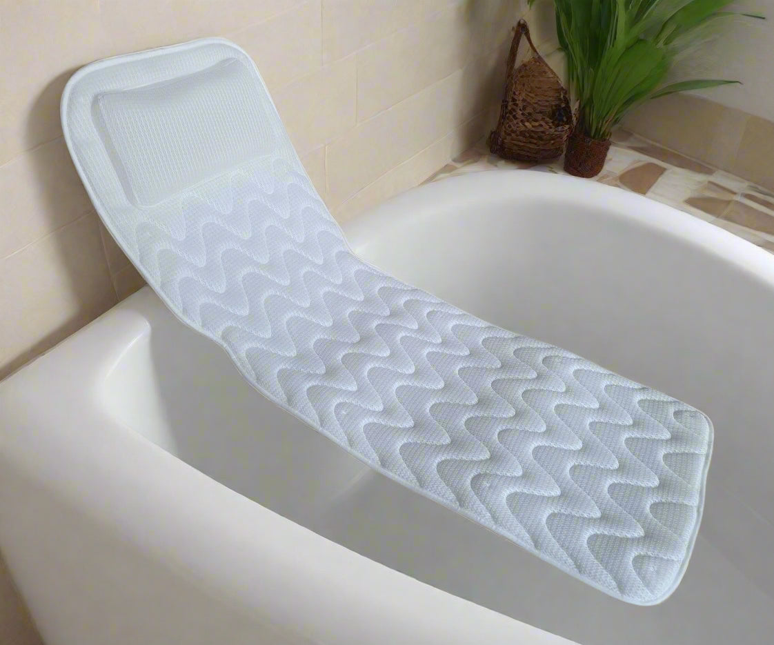 Full-body waterproof bath pillow with headrest
3D mesh ergonomic bath mattress with suction cups
Spa tub cushion for back, hips, and neck support
Comfortable bathtub pillow mat for home spa relaxation
Quick-dry bath pillow with full body support