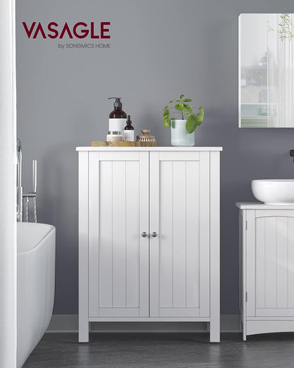 White bathroom storage cabinet with 2 adjustable MDF shelves
Floor standing bathroom organizer with clean white finish
Freestanding cabinet for bathroom, laundry or hallway
Adjustable shelf storage cabinet with modern design
White MDF floor cabinet for towels, toiletries, and home use