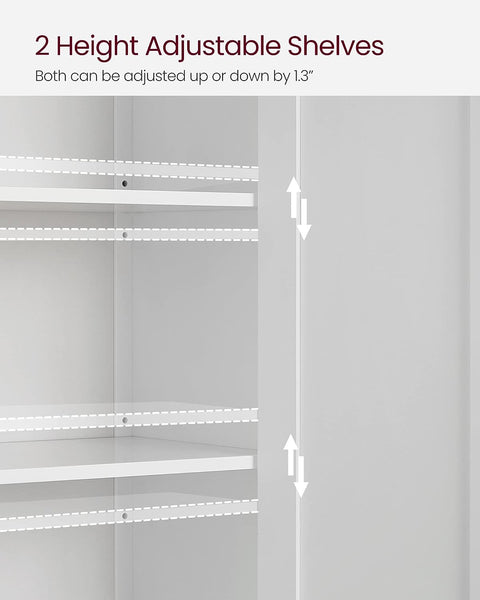White bathroom storage cabinet with 2 adjustable MDF shelves
Floor standing bathroom organizer with clean white finish
Freestanding cabinet for bathroom, laundry or hallway
Adjustable shelf storage cabinet with modern design
White MDF floor cabinet for towels, toiletries, and home use