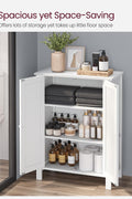 White bathroom storage cabinet with 2 adjustable MDF shelves
Floor standing bathroom organizer with clean white finish
Freestanding cabinet for bathroom, laundry or hallway
Adjustable shelf storage cabinet with modern design
White MDF floor cabinet for towels, toiletries, and home use