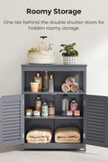New Bathroom Storage Floor Cabinet with Double Shutter Doors – Freestanding Organizer with Shelves BBC040G01 - with | Sold by Uncle Wiener's Wholesale