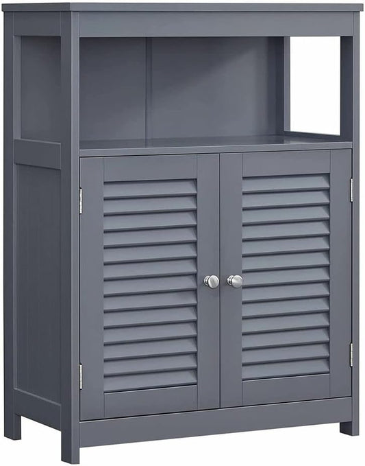New Bathroom Storage Floor Cabinet with Double Shutter Doors – Freestanding Organizer with Shelves BBC040G01 - with | Sold by Uncle Wiener's Wholesale