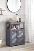 New Bathroom Storage Floor Cabinet with Double Shutter Doors – Freestanding Organizer with Shelves BBC040G01 - with | Sold by Uncle Wiener's Wholesale