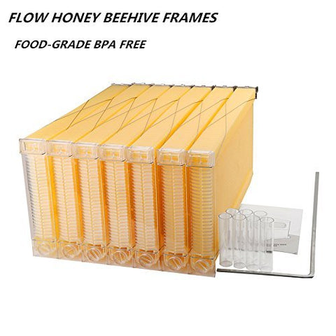 Flow Hive Langstroth Bee Hive with 7 Auto Frames - Front View

Wooden Bee Hive with Honey Flow System

Auto Flow Frames for Easy Honey Extraction

Top View of 2-Layer Langstroth Bee Hive

Honey Collection from Flow Hive Auto Frames

Disassembled View of Bee Hive Kit Components

Wooden Hive Box with Automatic Frames

Honey Frame Close-Up for Flow Extraction