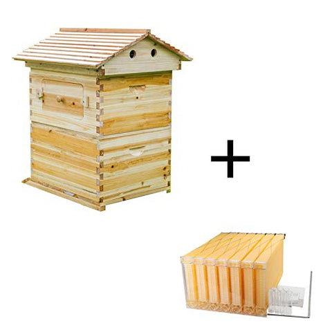 Flow Hive Langstroth Bee Hive with 7 Auto Frames - Front View

Wooden Bee Hive with Honey Flow System

Auto Flow Frames for Easy Honey Extraction

Top View of 2-Layer Langstroth Bee Hive

Honey Collection from Flow Hive Auto Frames

Disassembled View of Bee Hive Kit Components

Wooden Hive Box with Automatic Frames

Honey Frame Close-Up for Flow Extraction