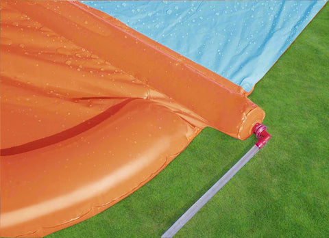Bestway double lane water splash slide
18ft long dragstrip inflatable slide
Kids' backyard racing water slide
Bestway slide with ha ose sprayer feature