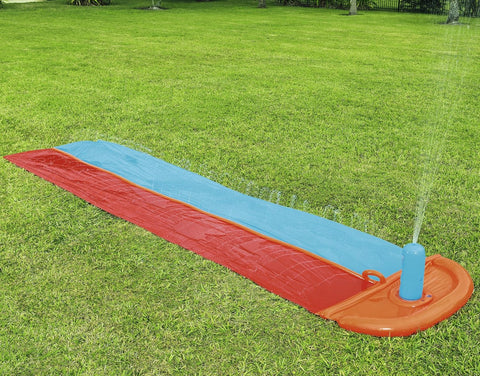 Bestway double lane water splash slide
18ft long dragstrip inflatable slide
Kids' backyard racing water slide
Bestway slide with ha ose sprayer feature