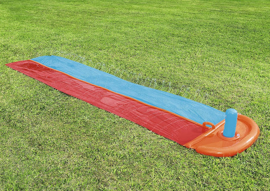 Bestway double lane water splash slide
18ft long dragstrip inflatable slide
Kids' backyard racing water slide
Bestway slide with ha ose sprayer feature