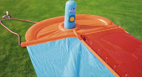 Bestway double lane water splash slide
18ft long dragstrip inflatable slide
Kids' backyard racing water slide
Bestway slide with ha ose sprayer feature