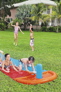 Bestway double lane water splash slide
18ft long dragstrip inflatable slide
Kids' backyard racing water slide
Bestway slide with ha ose sprayer feature