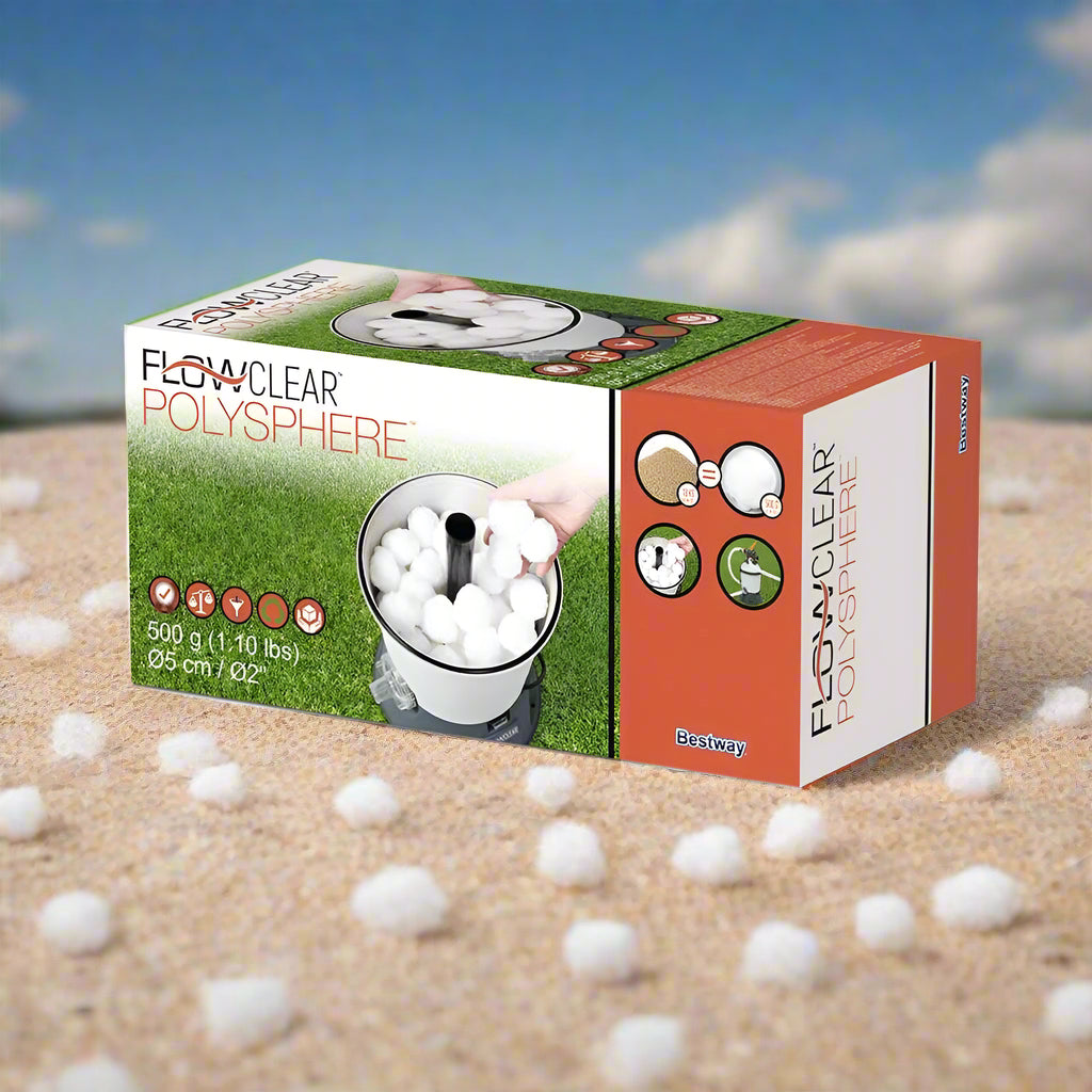 Bestway Polysphere Pool Filter Media – White Cotton Balls
Eco-Friendly Pool Filtration Balls – 500g Bag
Bestway Flowclear Polyspheres – Lightweight Filter Media
Pool Sand Filter Alternative – Reusable Polyspheres