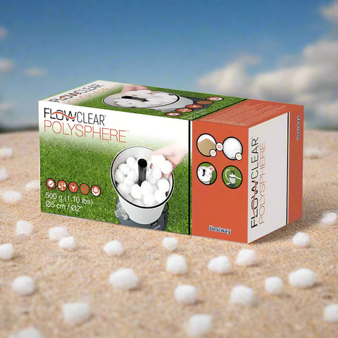 Bestway Polysphere Pool Filter Media – White Cotton Balls
Eco-Friendly Pool Filtration Balls – 500g Bag
Bestway Flowclear Polyspheres – Lightweight Filter Media
Pool Sand Filter Alternative – Reusable Polyspheres