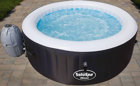 Bestway Miami Inflatable Spa – 4 person setup
Interior view of 4-person Bestway hot tub
User relaxing in Bestway Miami inflatable hot tub
Digital control panel of Bestway spa 3182021
Top-down view of Bestway 3182021 bubble spa