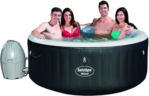 Bestway Miami Inflatable Spa – 4 person setup
Interior view of 4-person Bestway hot tub
User relaxing in Bestway Miami inflatable hot tub
Digital control panel of Bestway spa 3182021
Top-down view of Bestway 3182021 bubble spa