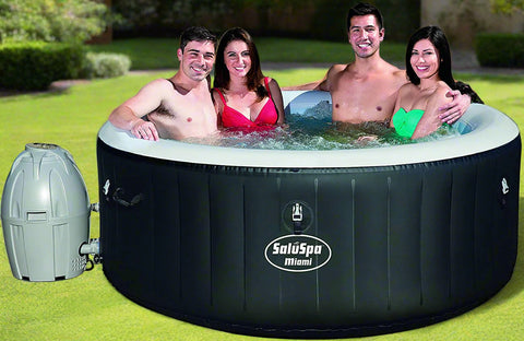 Bestway Miami Inflatable Spa – 4 person setup
Interior view of 4-person Bestway hot tub
User relaxing in Bestway Miami inflatable hot tub
Digital control panel of Bestway spa 3182021
Top-down view of Bestway 3182021 bubble spa