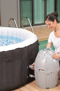Bestway Miami Inflatable Spa – 4 person setup
Interior view of 4-person Bestway hot tub
User relaxing in Bestway Miami inflatable hot tub
Digital control panel of Bestway spa 3182021
Top-down view of Bestway 3182021 bubble spa
