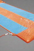Kids racing on Bestway triple water slide

Three-lane orange slip and slide in backyard

Built-in sprinklers on Bestway water slide

Bestway Aqua Ramp start with splash effect

Inflatable water slide for kids and families
