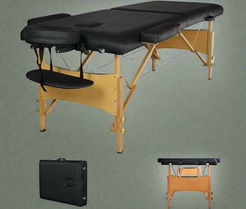 84-Inch Black Folding Massage Table with Carrying Case – Model MTT2