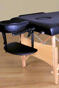 Black 2-Section 84 Inch Folding Wood Massage Table with PU Surface – Model MT84242 – Includes Carry Case