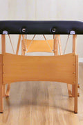 Black 2-Section 84 Inch Folding Wood Massage Table with PU Surface – Model MT84242 – Includes Carry Case