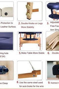 Black 2-Section 84 Inch Folding Wood Massage Table with PU Surface – Model MT84242 – Includes Carry Case