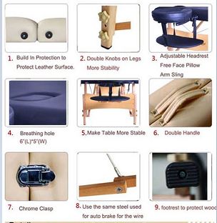 Black 2-Section 84 Inch Folding Wood Massage Table with PU Surface – Model MT84242 – Includes Carry Case