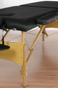Black 2-Section 84 Inch Folding Wood Massage Table with PU Surface – Model MT84242 – Includes Carry Case