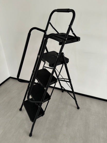 New Black 4 & 5 Step Ladder with Handrails – Heavy - Duty Steel with Tool Tray & Platform - with 4 - Step Ladder with Handrails & Tool Caddy | Sold by Uncle Wiener's Wholesale