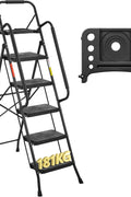 New Black 4 & 5 Step Ladder with Handrails – Heavy - Duty Steel with Tool Tray & Platform - with 4 - Step Ladder with Handrails & Tool Caddy | Sold by Uncle Wiener's Wholesale