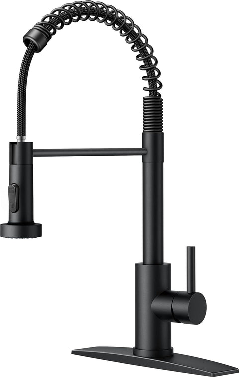 New Black Faucet Pull Down Sprayer Kitchen Sink – Matte Stainless Steel | SKU: 830556 - with | Sold by Uncle Wiener's Wholesale