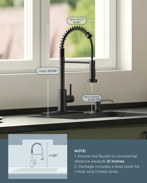 New Black Faucet Pull Down Sprayer Kitchen Sink – Matte Stainless Steel | SKU: 830556 - with | Sold by Uncle Wiener's Wholesale