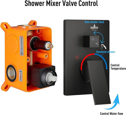 New Black Matte Rainfall Shower System Combo – Modern Luxury Bathroom Shower Panel 814204 - with | Sold by Uncle Wiener's Wholesale