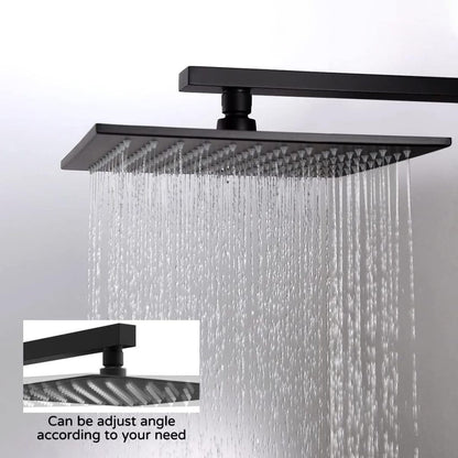 New Black Matte Rainfall Shower System Combo – Modern Luxury Bathroom Shower Panel 814204 - with | Sold by Uncle Wiener's Wholesale