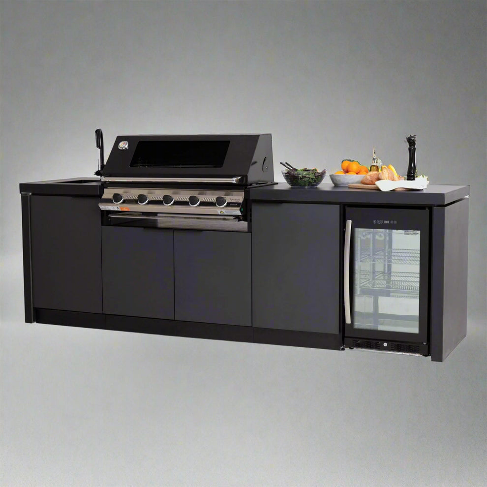Black Stainless Steel Outdoor Kitchen Island – 5-Burner BBQ with Bar ...