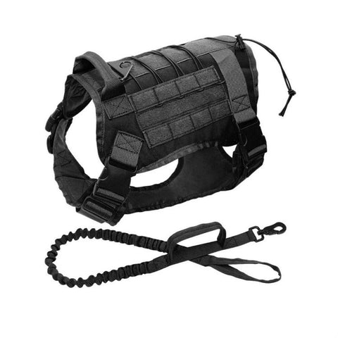 New Black Tactical Dog Harness & Leash Set – No - Pull, Adjustable K9 Vest with Handle & Molle System - with Medium | Sold by Uncle Wiener's Wholesale