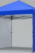 Blue 10x10 pop-up canopy tent with 2 detachable sunwalls for shade and privacy at outdoor events
