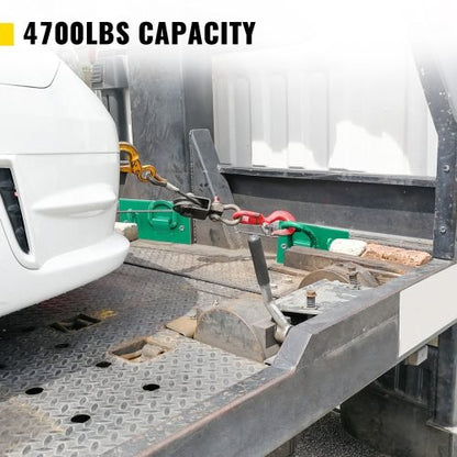 Green tractor bucket tie-down plate with grab hooks and D-rings
Kit mounted on loader bucket
All hardware included in tie-down kit
Yellow version of the tie-down plate
Product with tools and bolts laid out