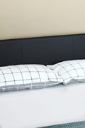 Black Bonded Leather Bed Frame with Panel Headboard in Queen, King, and Twin Sizes