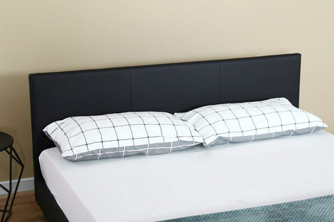 Black Bonded Leather Bed Frame with Panel Headboard in Queen, King, and Twin Sizes