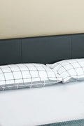 Black Bonded Leather Bed Frame with Panel Headboard in Queen, King, and Twin Sizes