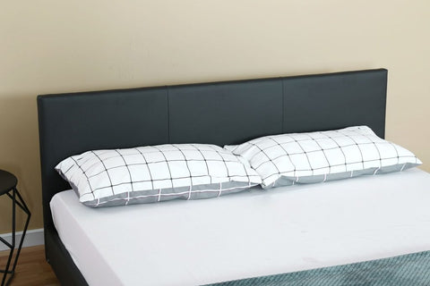 Black Bonded Leather Bed Frame with Panel Headboard in Queen, King, and Twin Sizes